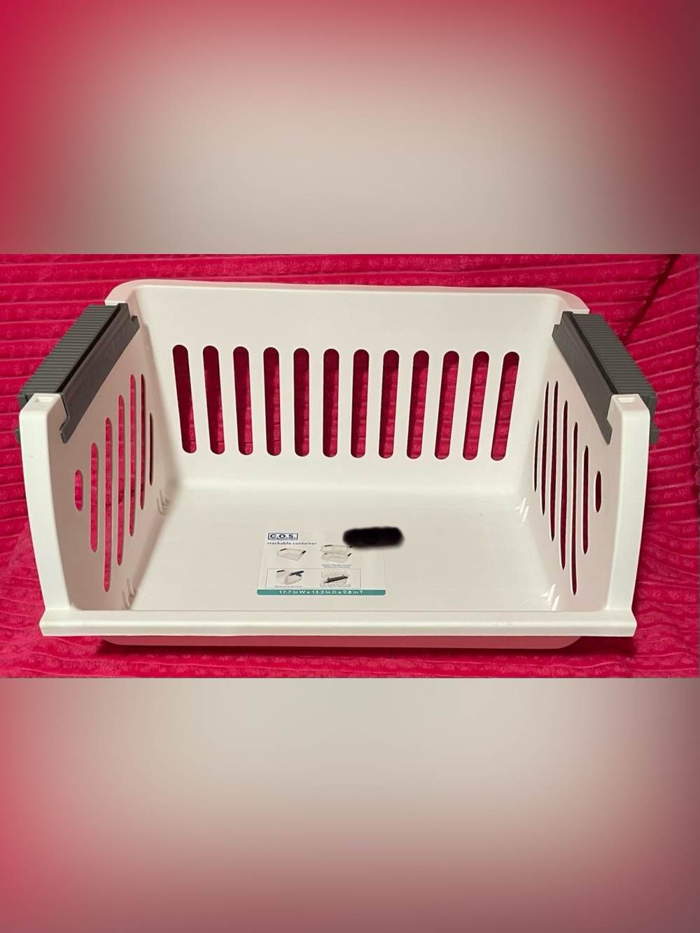 Adjustable White Shelf Organizer with Gray Grip Handles